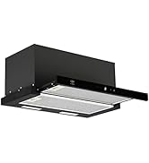 AVERA Campana de Cocina 60cm para PARED Deslizable, Acero Inoxidable Negro, Extractora y Purifica...