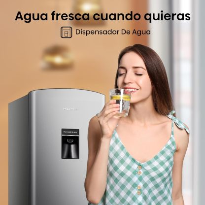 Hisense RR63D6WGX-Refrigerador Una Puerta, 6.3 pies cúbicos con Dispensador de Agua,Deshielo Semiautomático,Sello de Puerta Antibacteriano,52x54x128cm(AnchoxLargoxAlto),Gris