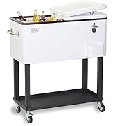 BLACK+DECKER, carro de refrigeración móvil, tapa de sello de 2 puertas, abridor de botellas con lavabo de captura, almacenamiento inferior...