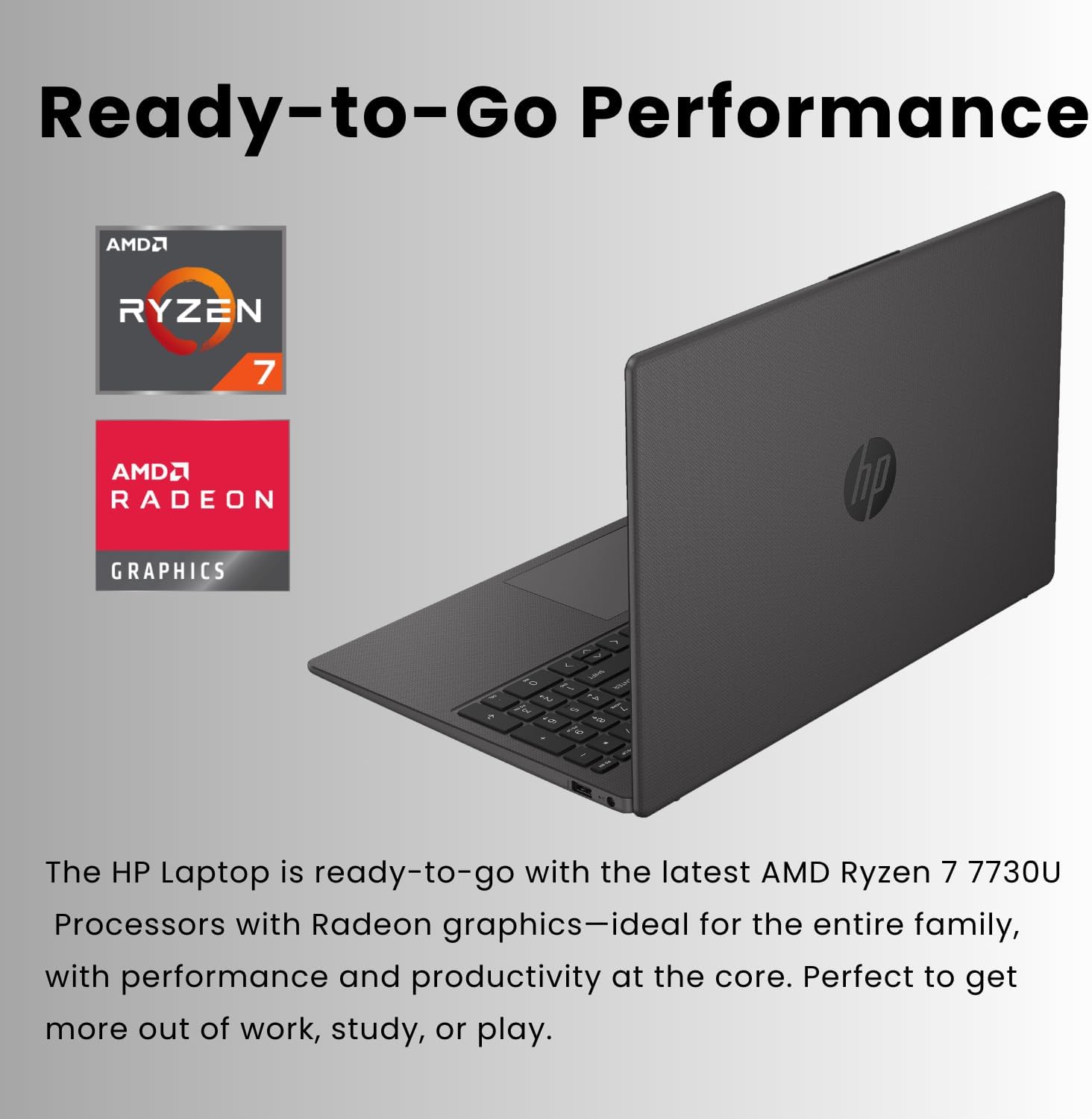 HP 255 G10 15.6" FHD Business Laptop, AMD Ryzen 7 7730U, 32 GB de RAM, 1 TB PCIe SSD, teclado numérico, cámara web, Wi-Fi 6, HDMI, Windows 11 Pro, negro