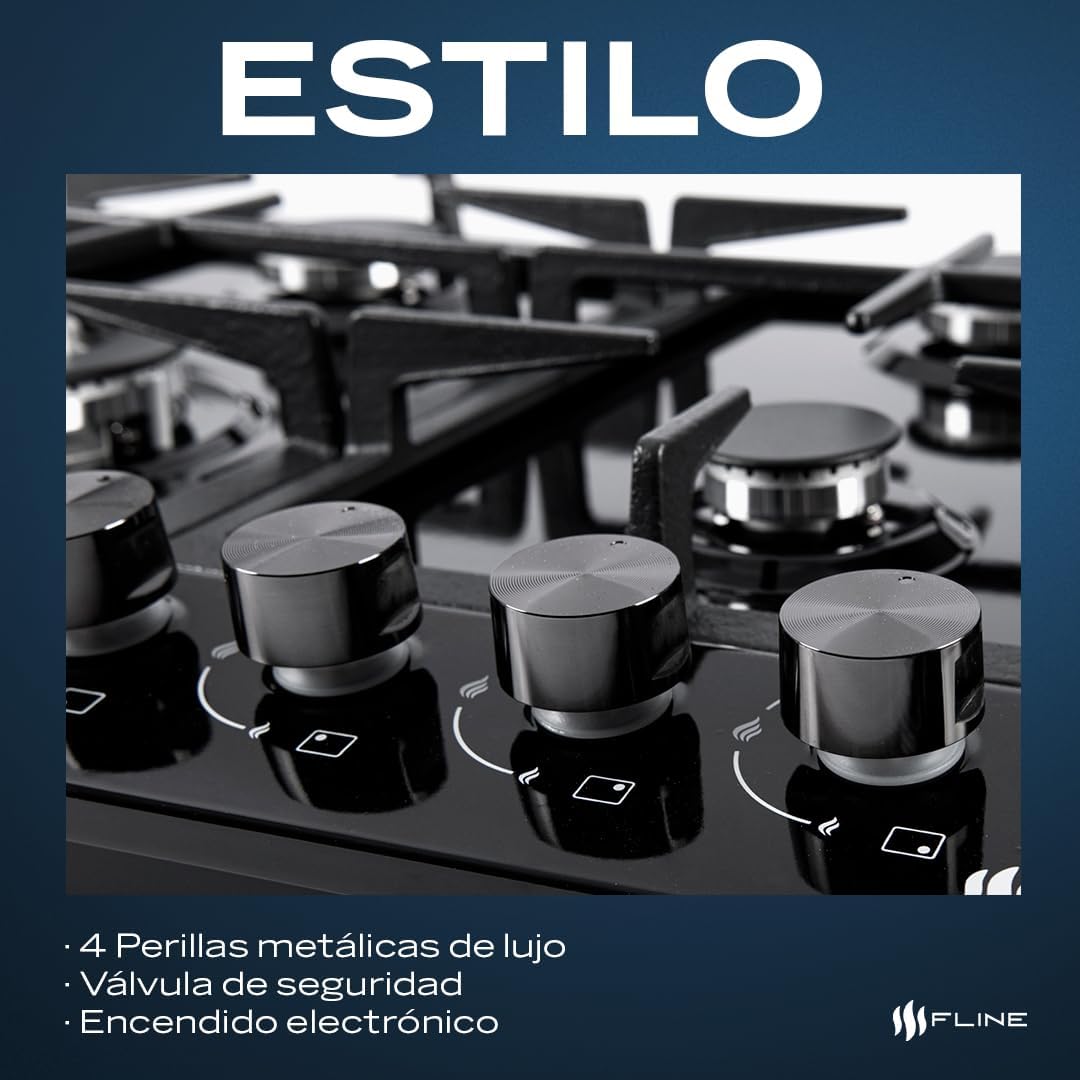 Parrilla De Gas Empotrable 4 Quemadores | Acero Inoxidable | Gas LP Y Gas Natural | Encendido Electrónico | Estufa De Mesa | Parrilla De Inducción | Fácil Limpieza