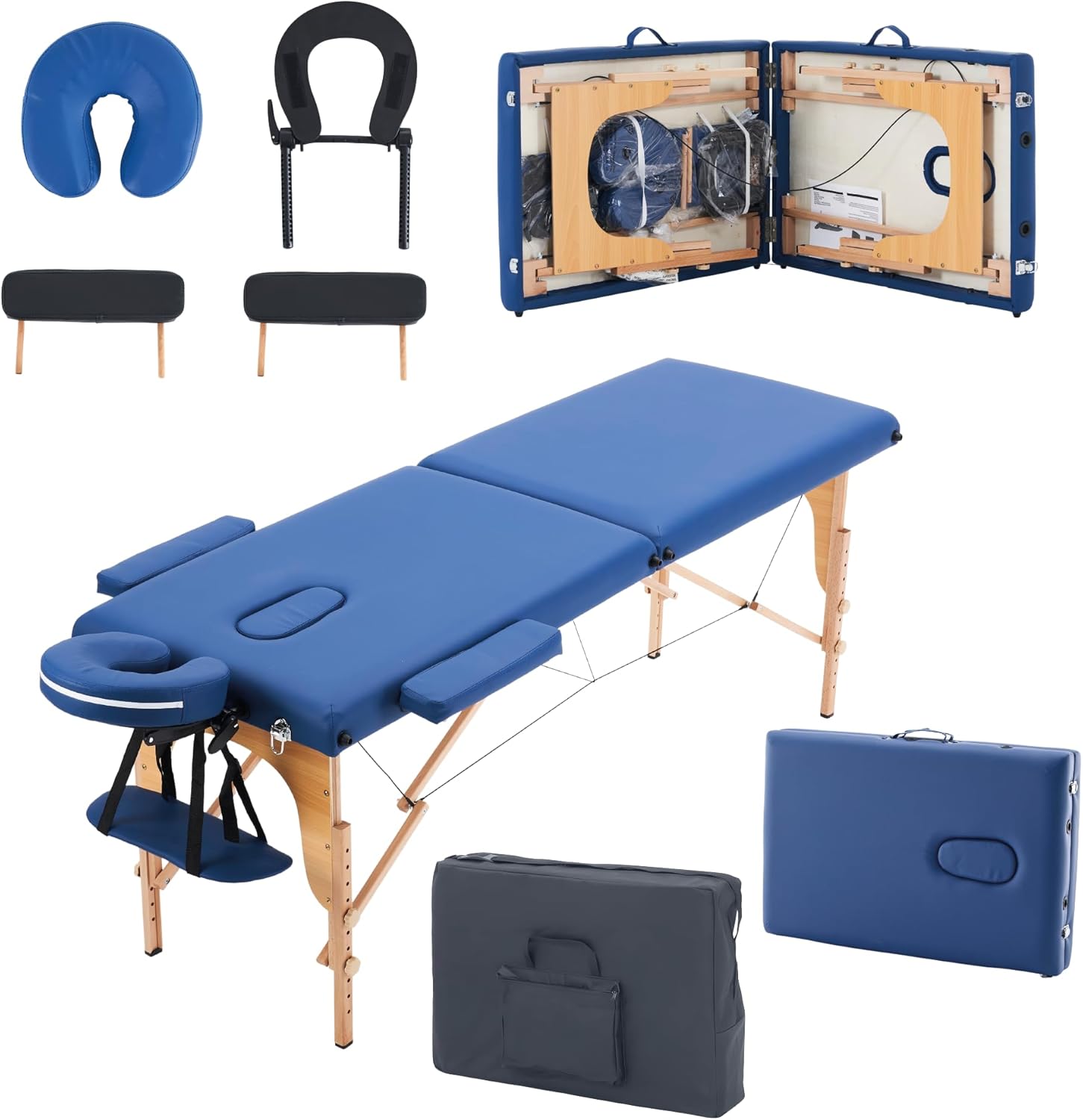X-PROSS Cama Profesional para Tatuajes Plegable con Estuche y Altura Ajustable, Cama para SPA, Cama para Masajes Profesionales, Camilla Portátil para Fisioterapia y Quiropraxia - Negro