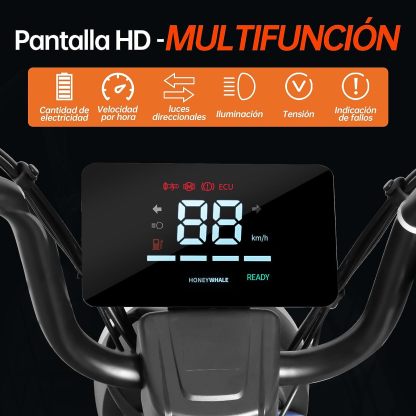 HONEYWHALE U3s Bicicleta eléctrica para adultos, bicicleta eléctrica con alarma, motor máximo 650W, velocidad máxima 31KM/H, autónoma 55-60KM, batería de gran capacidad 20AH, dos asientos----luces de coche