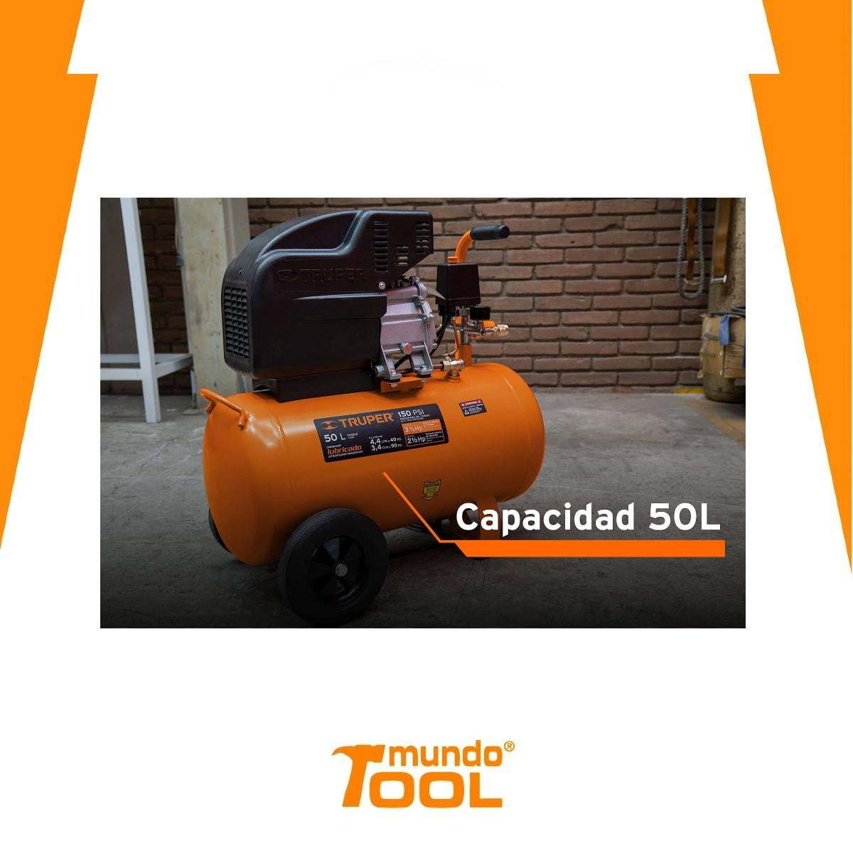 COMPRESORA 50 lt 2.5 HP HORIZONTAL TRUPER 15007 Truper COMP-50LT