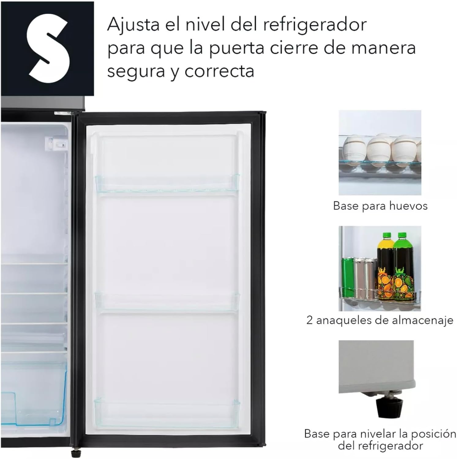 SIGNA Refrigerador 210L (7.4 pies cubicos) Frigobar Compacto Silver Refrigerador Con congelador de Acero Inoxidable Ideal Para Espacios Pequeños Frigobar Multifuncional (Plateado)