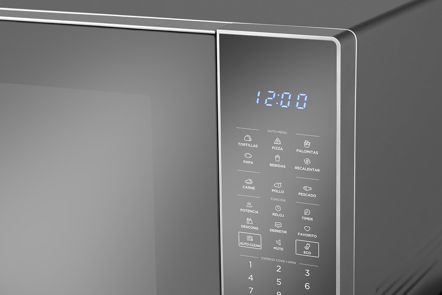 Midea MMDK14S2MG Horno de Microondas SmartECO 1.4 Pies Cúbicos 40L Silver Puerta Espejo