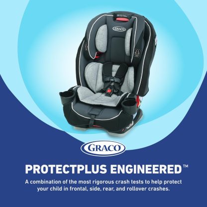 Graco SlimFit 3 en 1 Asiento de coche convertible, diseño que ahorra espacio, Darcie, adecuado para trasero y delantero, asiento elevador de respaldo alto con reposacabezas de 10 posiciones