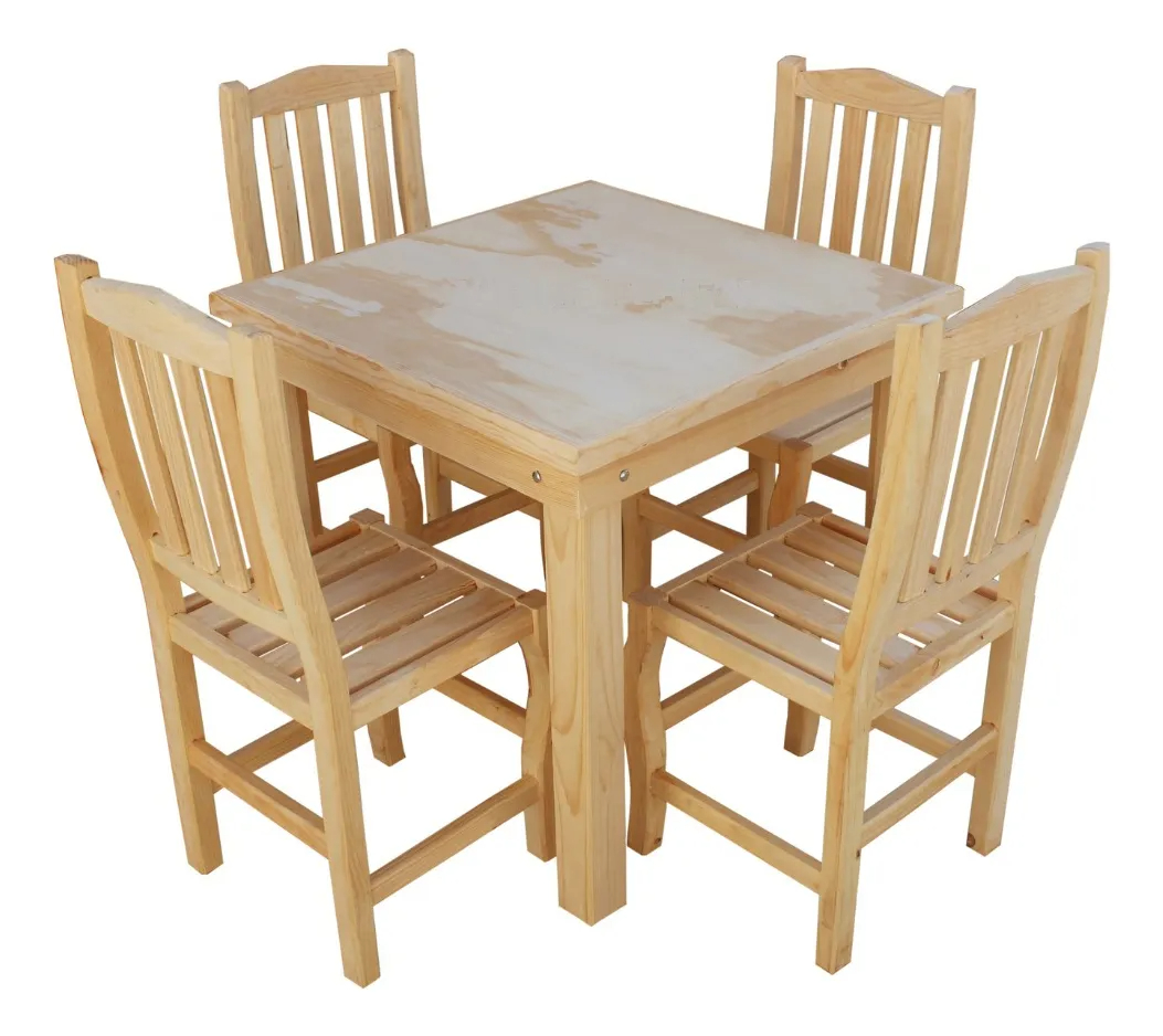 Set 4 Sillas Y Mesa Madera Paris 80x80 Uso Restaurante Bar