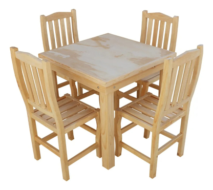 Set 4 Sillas Y Mesa Madera Paris 80x80 Uso Restaurante Bar