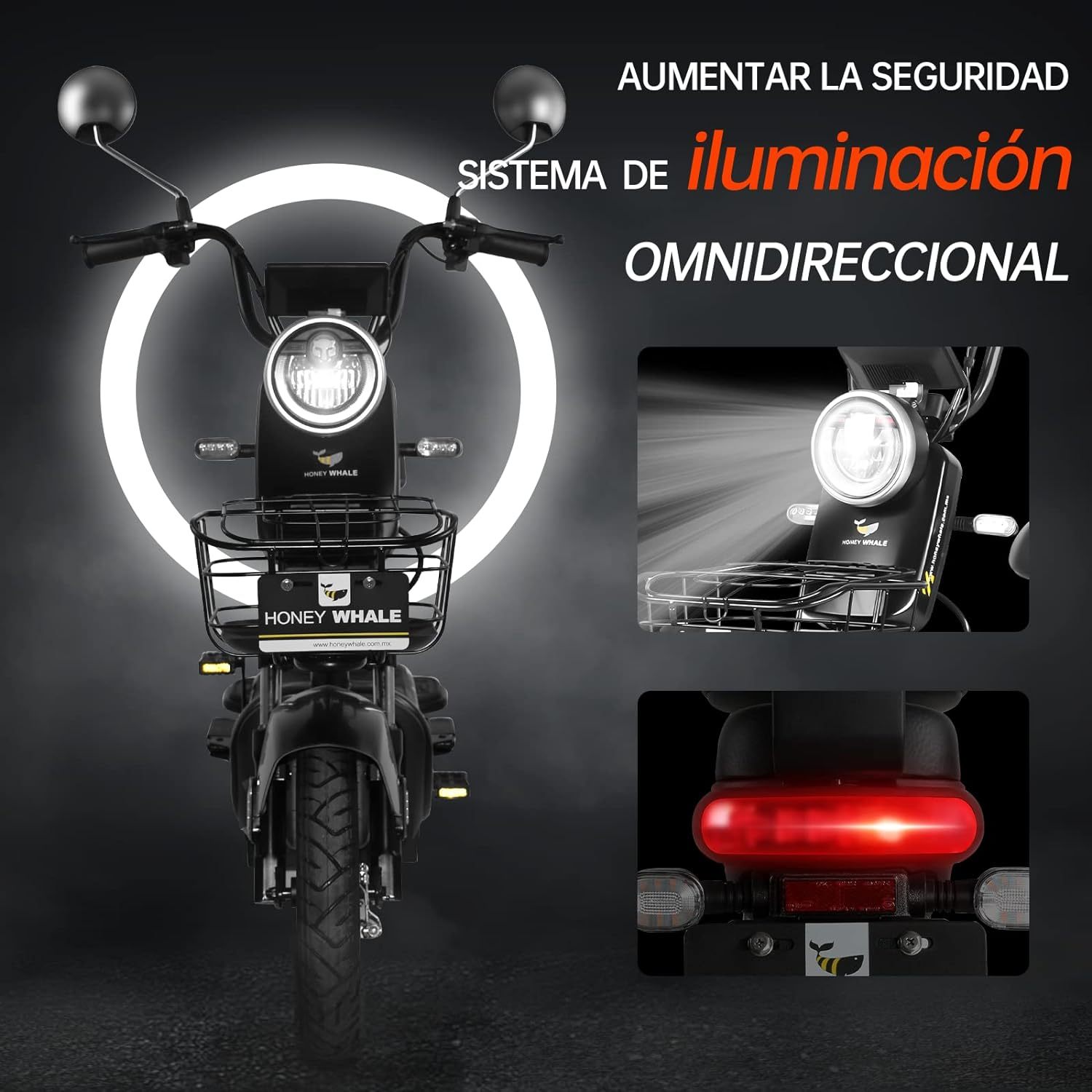 HONEYWHALE KC-Cool Bicicleta Electrica para Adultos, Bicimoto Eléctrica con Alarma, Máxima del Motor 700W, Velocidad Máxima 45KM/H, Autonomía 55-60KM, Baterías de Gran Capacidad 20AH