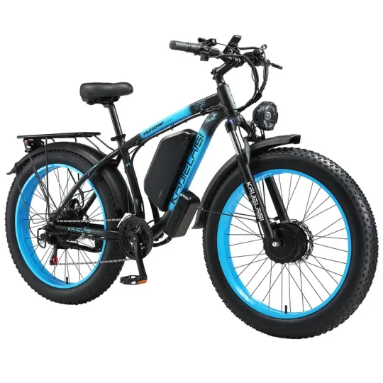 Bicicleta eléctrica de montaña KETELES 48V 23ah 1104WH Batería Doble Motor Bicicleta eléctrica de neumáticos gruesos - Todo terreno suspensión completa AWD E-Bike para adultos - Batería removible y rendimiento duradero