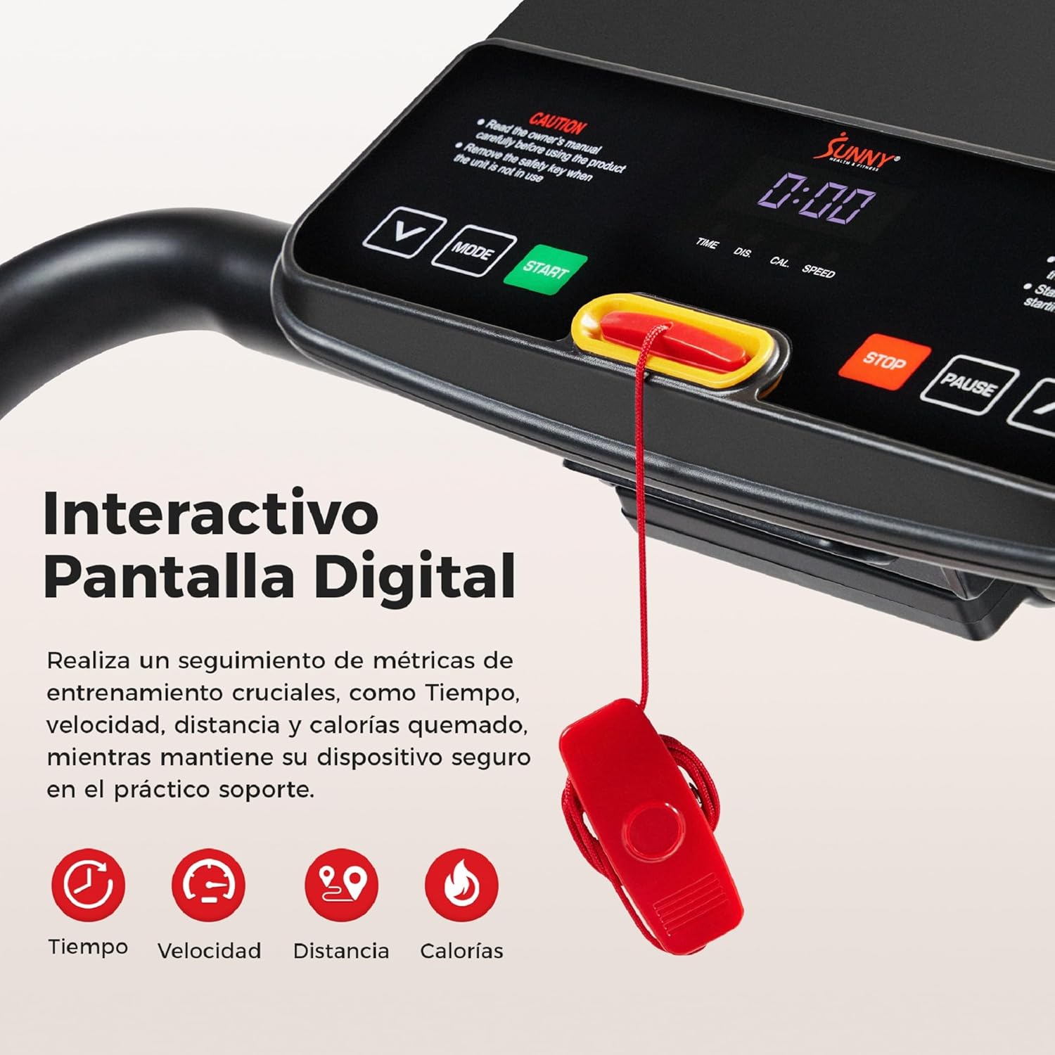 Sunny Health & Fitness Cinta de Correr Inteligente Plegable para Hacer Ejercicio, Correr, Caminar, Fácil Montaje, Monitor de Rendimiento LCD, Soporte para Dispositivo, Aplicación SunnyFit® Opcional