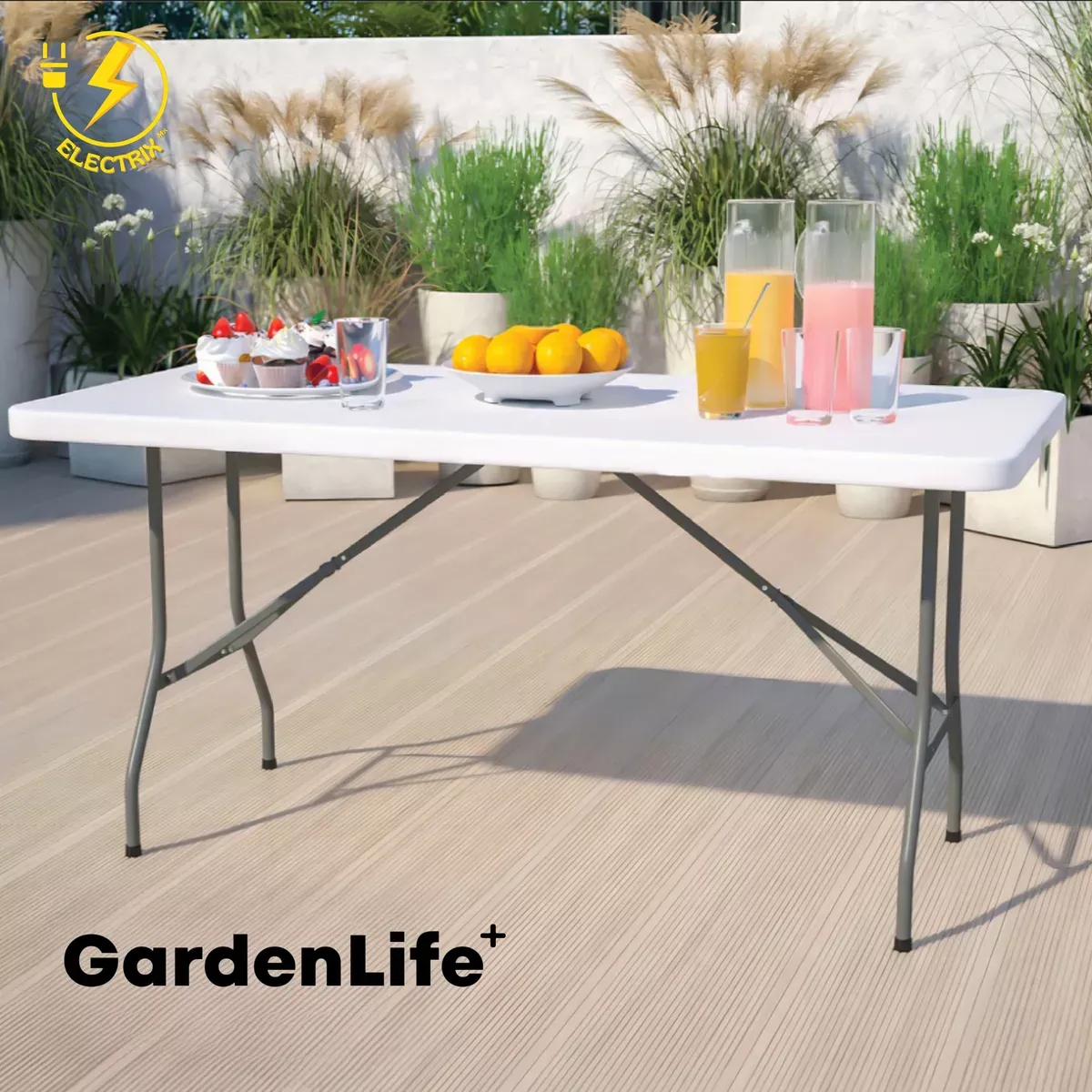 Mesa Plegable Blanca 1.80 Con Sillas Plegables Con Acojinado