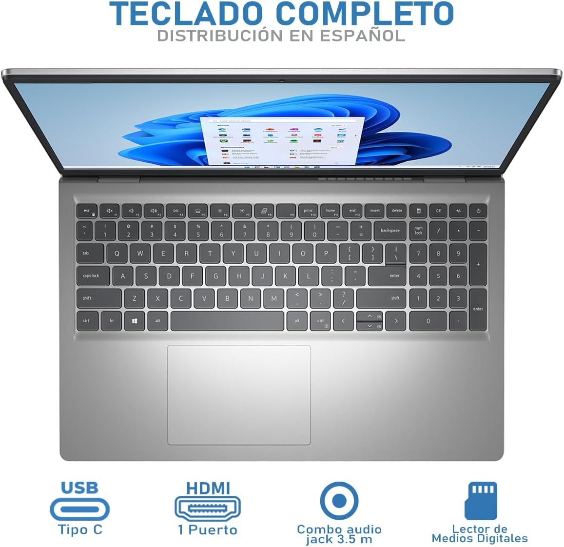 Dell Laptop Inspiron 3535 15.6" Full HD, AMD Ryzen 5 7520U 2.80GHz, 8GB, 512GB SSD, Windows 11 Home 64-bit, Español, Plata