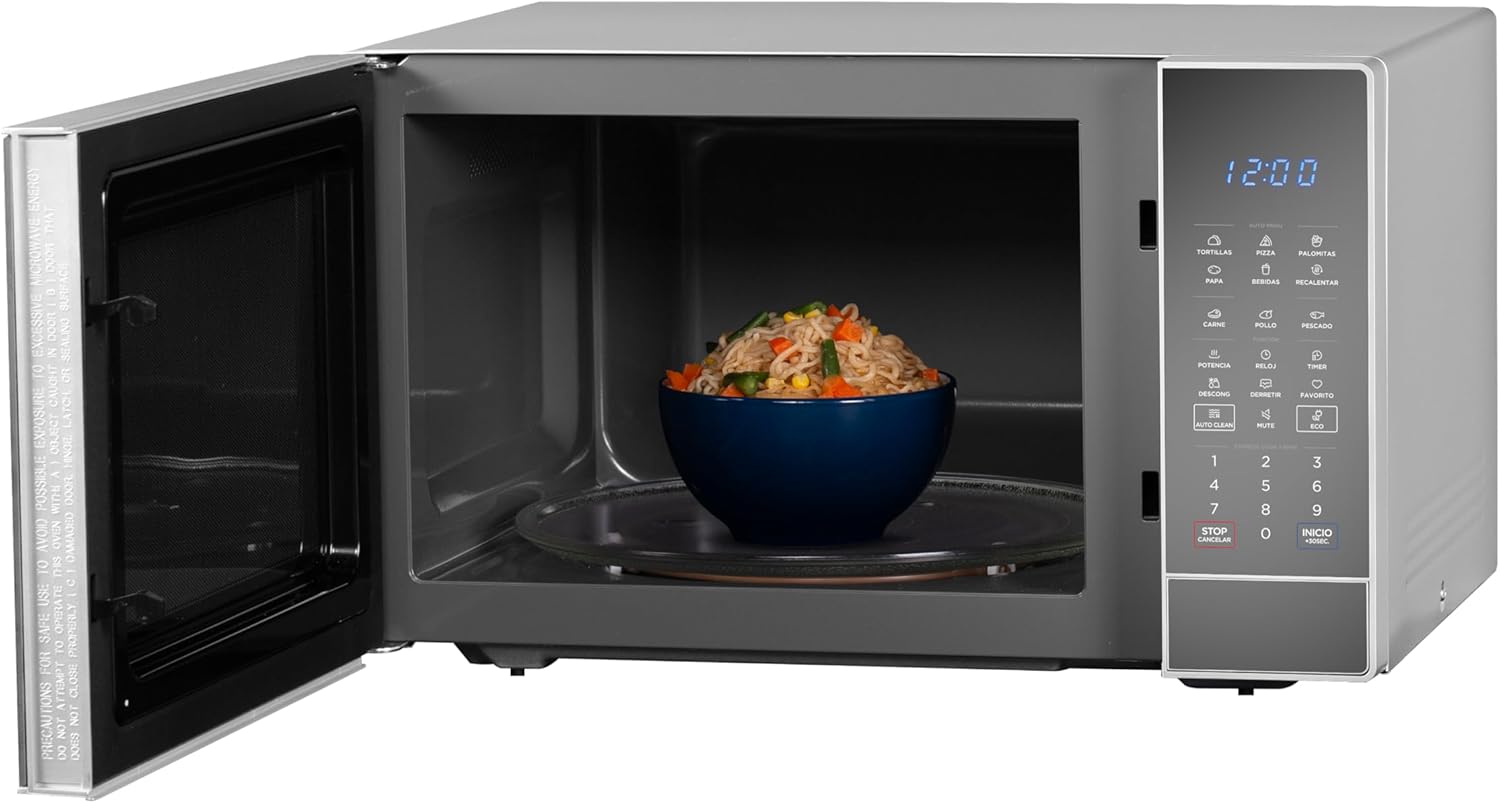 Midea MMDK14S2MG Horno de Microondas SmartECO 1.4 Pies Cúbicos 40L Silver Puerta Espejo