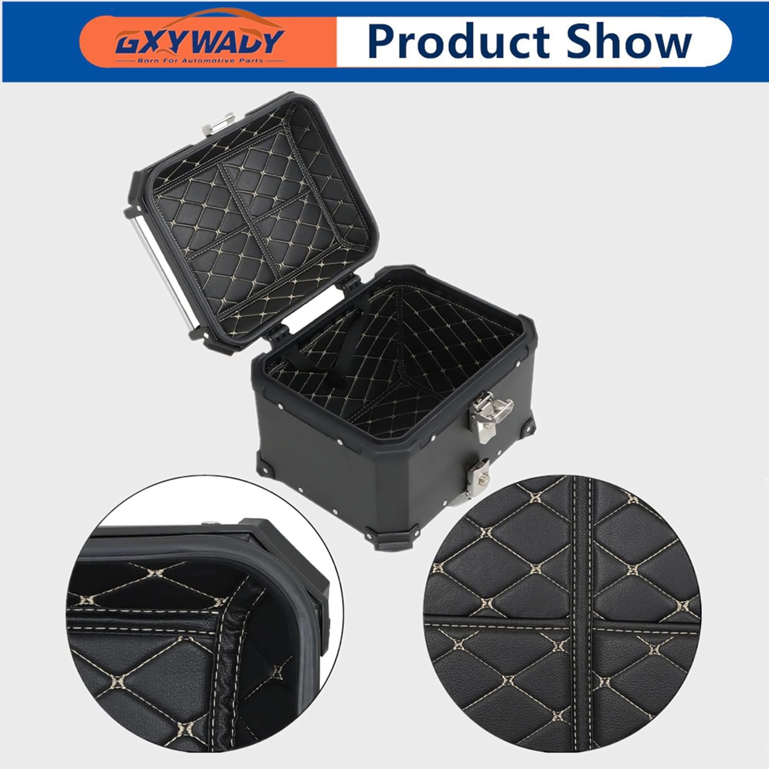 GXYWADY - Carcasa superior para motocicleta, 55L-X, color plata, aleación de aluminio, caja trasera para motocicleta, con espacio amplio y aspecto fresco, caja trasera para maletero de motocicleta,