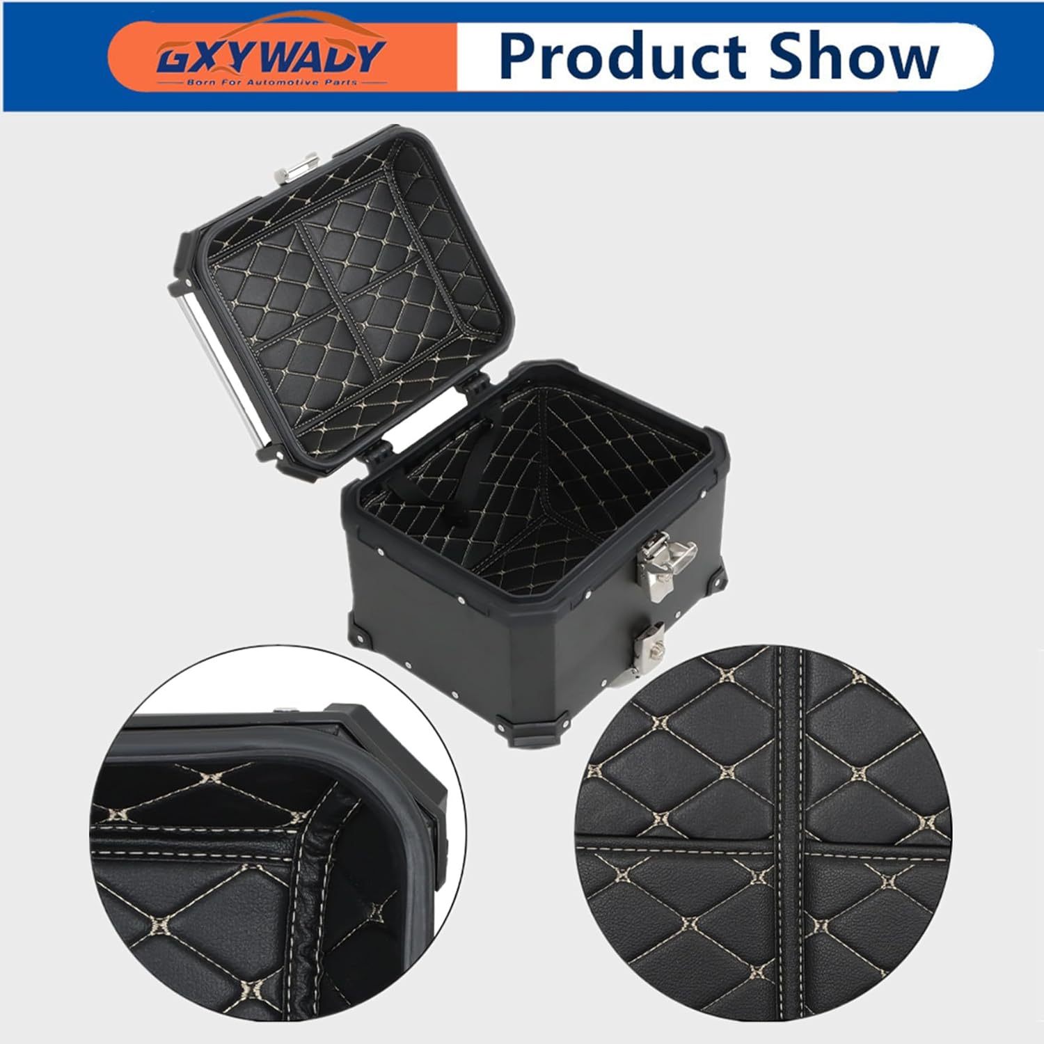 GXYWADY - Carcasa superior para motocicleta, 55L-X, color plata, aleación de aluminio, caja trasera para motocicleta, con espacio amplio y aspecto fresco, caja trasera para maletero de motocicleta,