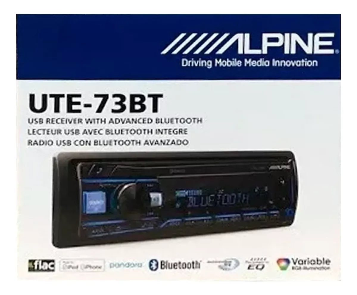 Autoestereo Alpine Bluetooth Multicolor Usb Mp3 Ute-73bt