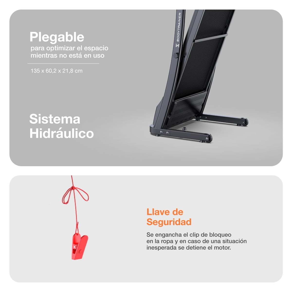 Caminadora Eléctrica BodyTrainer B2-400 Plegable con Display LED Velocidad Máx 14 Km/h