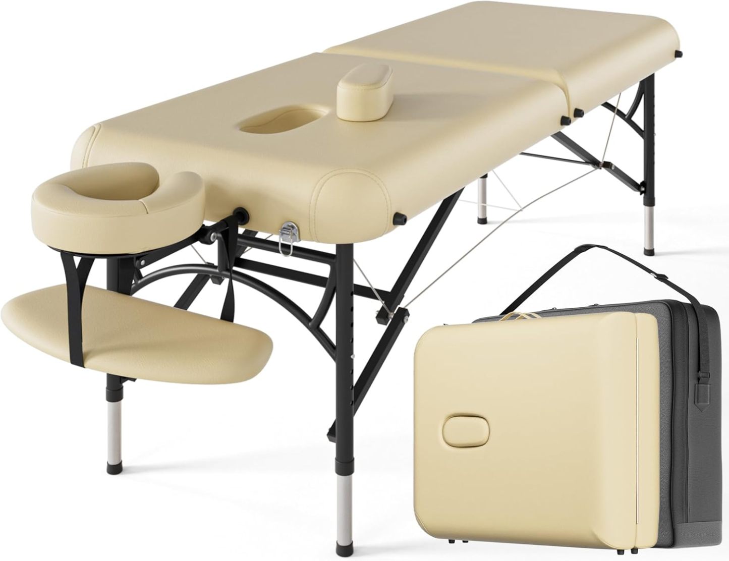 CLORIS - Mesa de masaje profesional de 84 pulgadas, portátil, de aluminio reforzado, con capacidad para hasta 1000 libras, 2 plegables, ligeras, para spa, salón, tatuaje, cama de masaje, altura