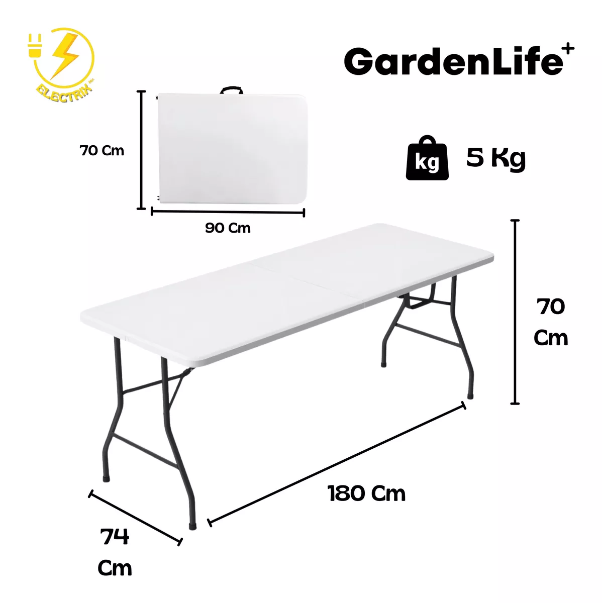 Mesa Plegable Blanca 1.80 Con Sillas Plegables Con Acojinado