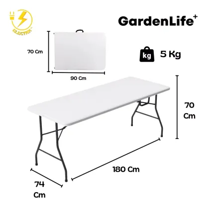 Mesa Plegable Blanca 1.80 Con Sillas Plegables Con Acojinado
