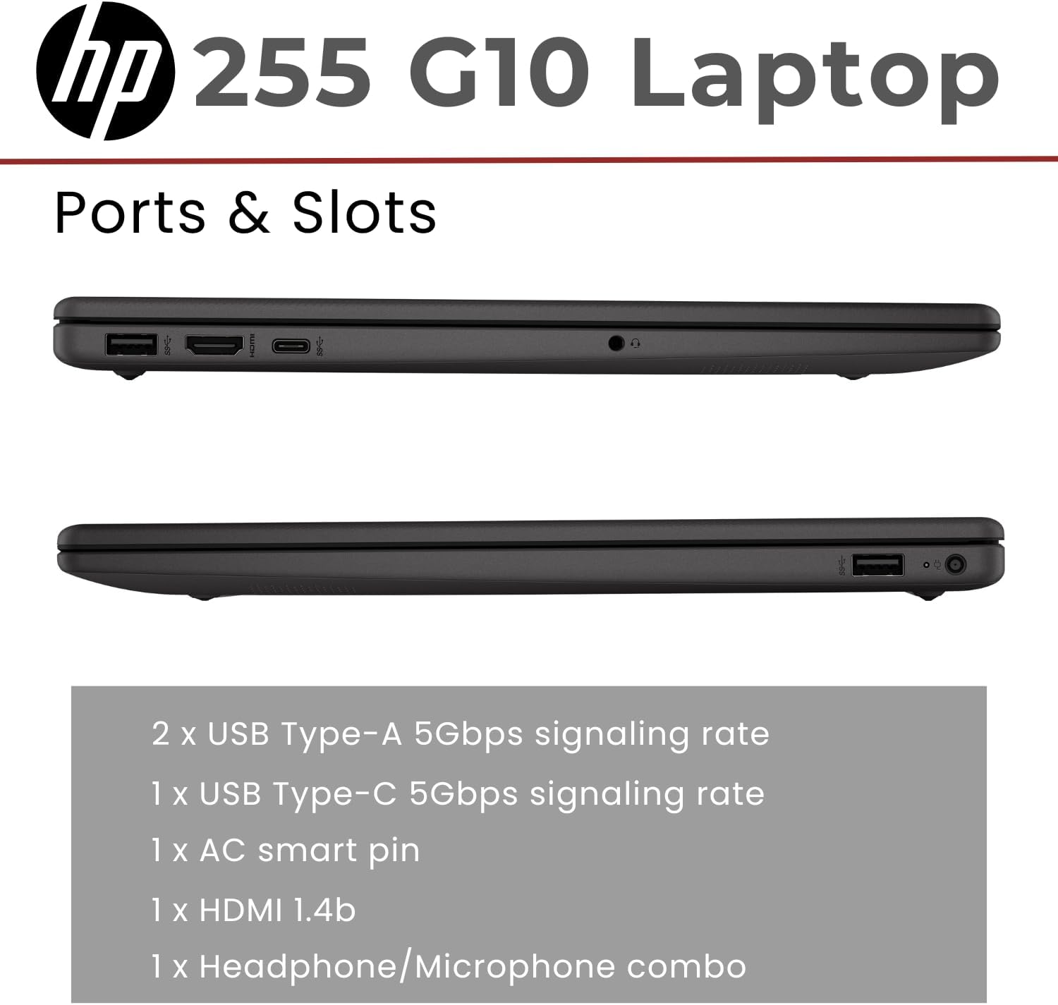 HP 255 G10 15.6" FHD Business Laptop, AMD Ryzen 7 7730U, 32 GB de RAM, 1 TB PCIe SSD, teclado numérico, cámara web, Wi-Fi 6, HDMI, Windows 11 Pro, negro