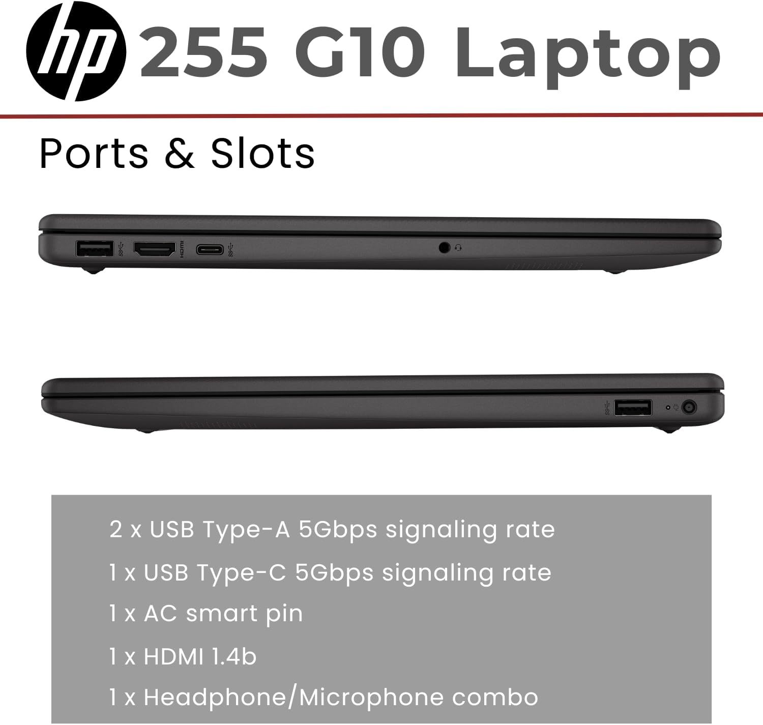 HP 255 G10 15.6" FHD Business Laptop, AMD Ryzen 7 7730U, 32 GB de RAM, 1 TB PCIe SSD, teclado numérico, cámara web, Wi-Fi 6, HDMI, Windows 11 Pro, negro