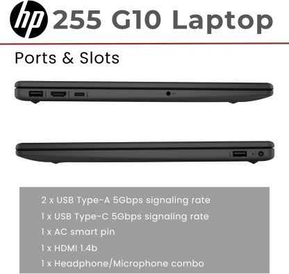 HP 255 G10 15.6" FHD Business Laptop, AMD Ryzen 7 7730U, 32 GB de RAM, 1 TB PCIe SSD, teclado numérico, cámara web, Wi-Fi 6, HDMI, Windows 11 Pro, negro