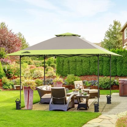 EAGLE PEAK - Toldo desplegable de pierna recta de 13 x 13 pulgadas, toldo instantáneo para exteriores, fácil instalación para una sola persona, refugio plegable con aleros de extensión automática, 169 pies cuadrados de sombra (gris)