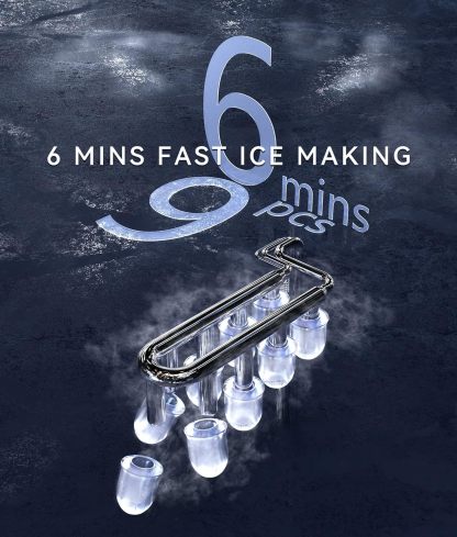 ecozy Maquina de Hielo - 9 Cubos de Hielo en 6 Minutos Ice Maker, Producción Diaria de 26 lbs, Autolimpieza con Bolsas de Hielo, Cuchara y Canasta para Cocina, Oficina, Bar, Fiesta - Negra