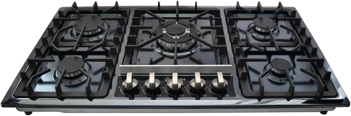 SUPRA Parrilla a Gas de 5 Quemadores Empotrable - 87 cm, Modelo 5Q-EB-87