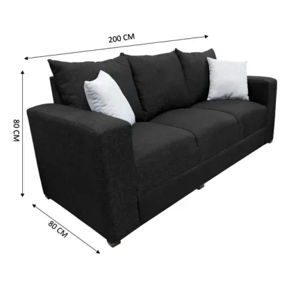 Sofa EL BAZAR STORE Miami Lino Negro 3 Plazas Modular Moderno