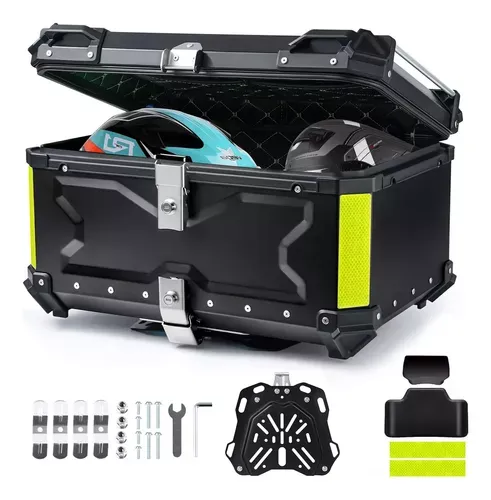 Caja Moto Top Case Aluminio Baul Con Respaldo Y Base 65l
