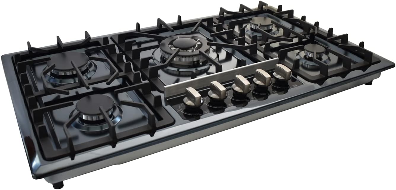 SUPRA Parrilla a Gas de 5 Quemadores Empotrable - 87 cm, Modelo 5Q-EB-87