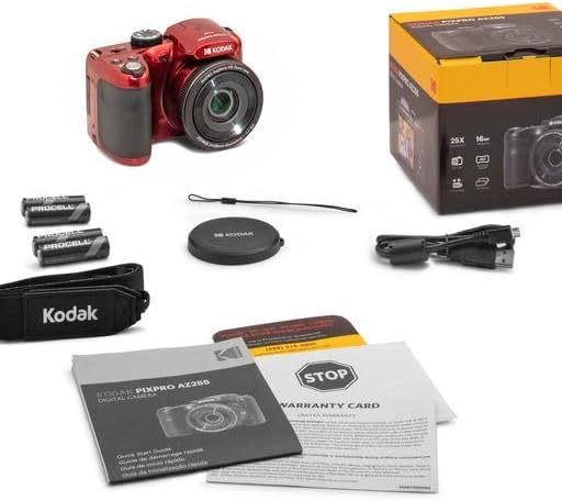 Kodak PIXPRO AZ255-WH Cámara Digital de 16 MP, Zoom óptico de 25 x 24 mm, Lente Gran Angular, estabilización óptica de Imagen, 1080P, Full HD, Video, cámara de vlogging LCD de 3 Pulgadas (Blanco)