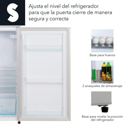 SIGNA Refrigerador 210L (7.4 pies cubicos) Frigobar Compacto Silver Refrigerador Con congelador de Acero Inoxidable Ideal Para Espacios Pequeños Frigobar Multifuncional (Plateado)