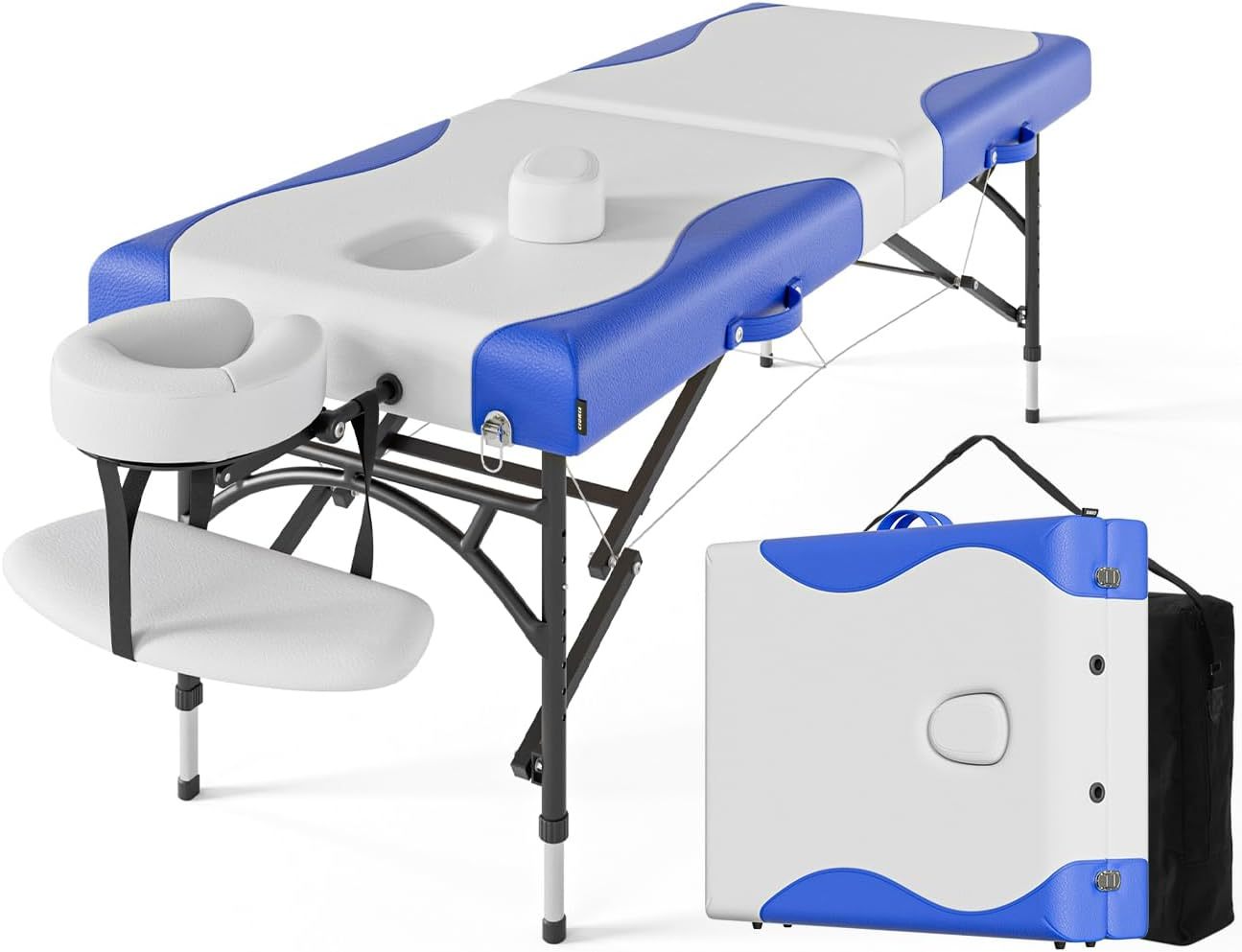 CLORIS - Mesa de masaje profesional de 84 pulgadas, portátil, de aluminio reforzado, con capacidad para hasta 1000 libras, 2 plegables, ligeras, para spa, salón, tatuaje, cama de masaje, altura