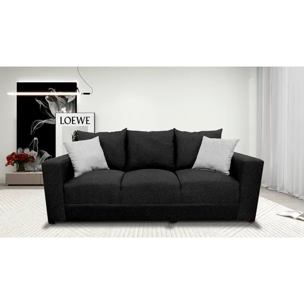 Sofa EL BAZAR STORE Miami Lino Negro 3 Plazas Modular Moderno