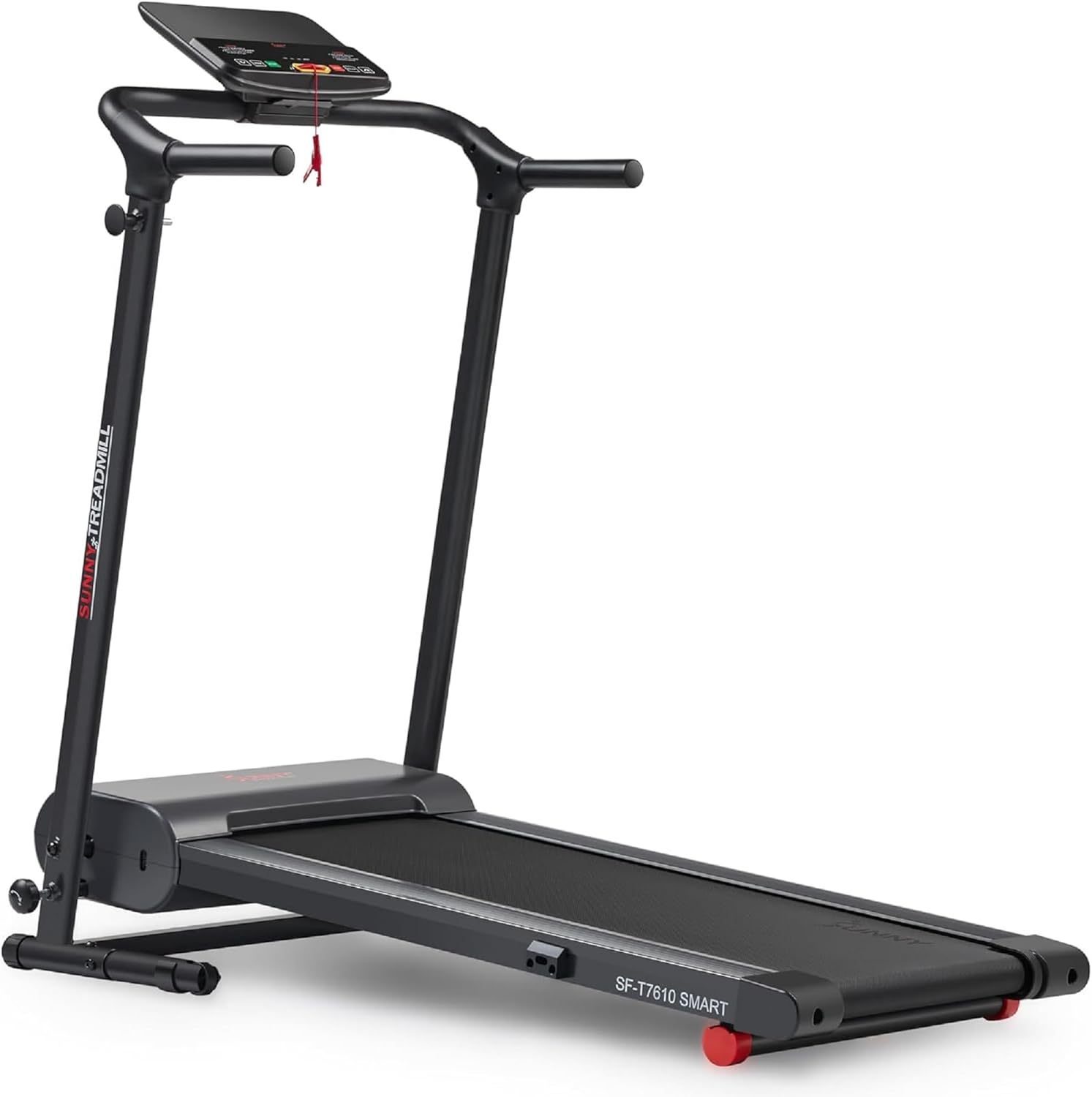 Sunny Health & Fitness Cinta de Correr Inteligente Plegable para Hacer Ejercicio, Correr, Caminar, Fácil Montaje, Monitor de Rendimiento LCD, Soporte para Dispositivo, Aplicación SunnyFit® Opcional