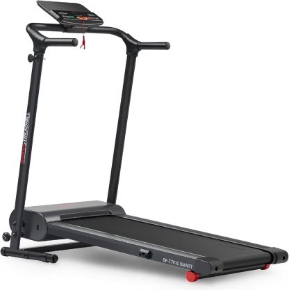Sunny Health & Fitness Cinta de Correr Inteligente Plegable para Hacer Ejercicio, Correr, Caminar, Fácil Montaje, Monitor de Rendimiento LCD, Soporte para Dispositivo, Aplicación SunnyFit® Opcional