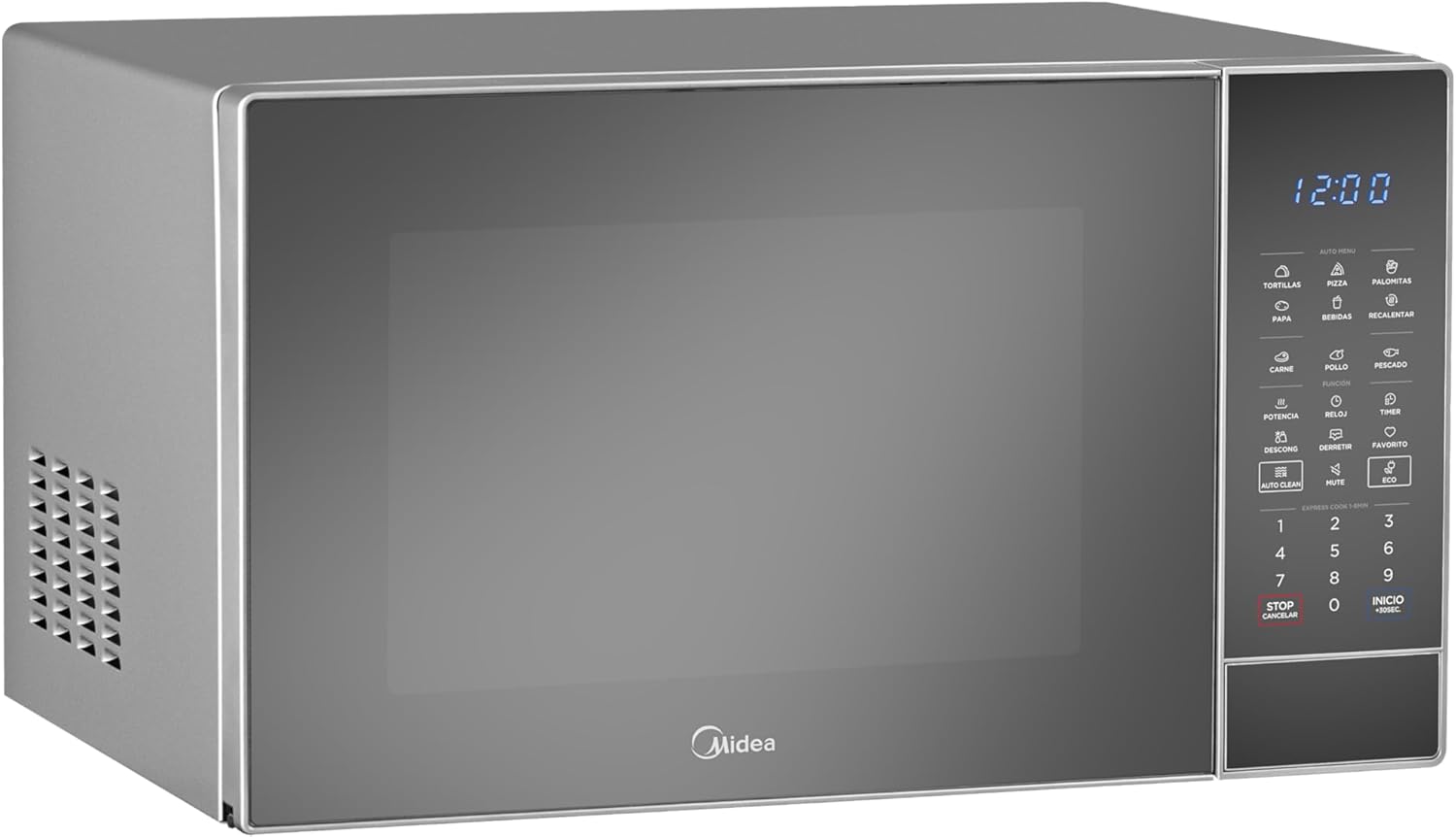 Midea MMDK14S2MG Horno de Microondas SmartECO 1.4 Pies Cúbicos 40L Silver Puerta Espejo