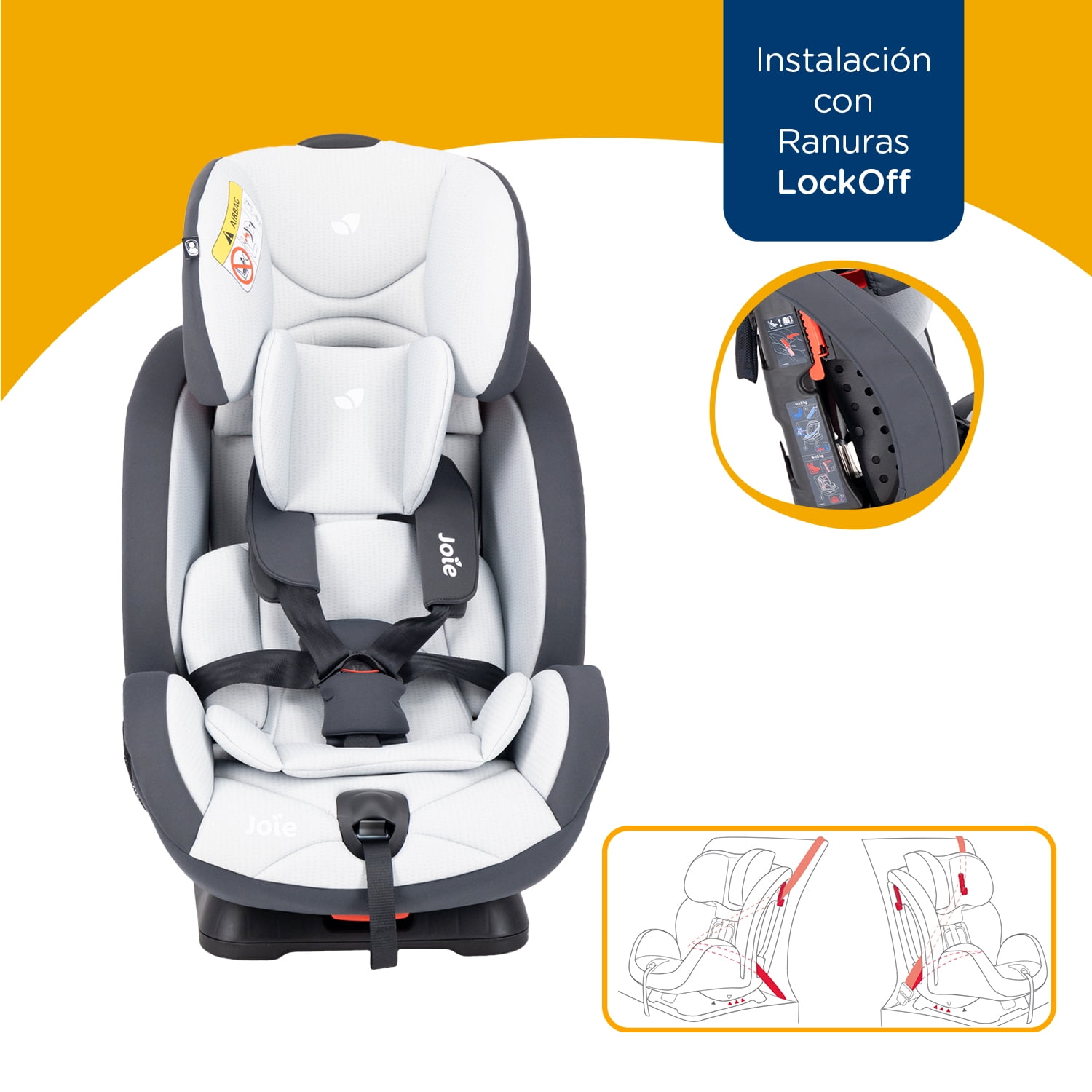 Autoasiento Bebe Joie Stages Silla Expandible Carro 3 En 1 Gray Gray