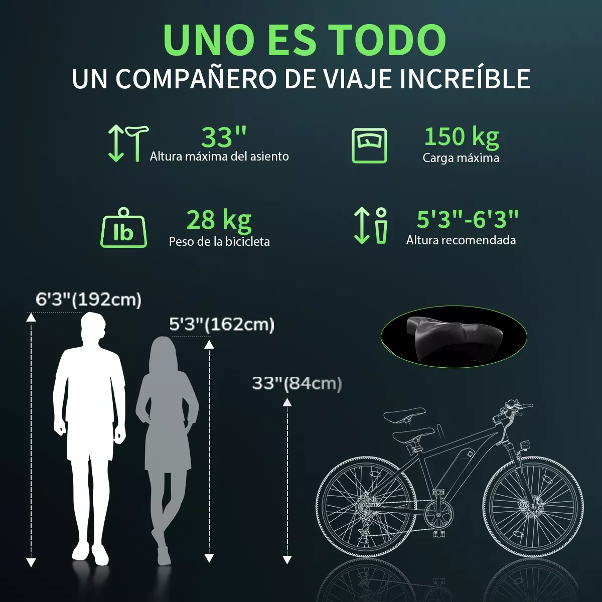 Bicicleta Eléctrica Para Adultos Motor De 1000 W De Potencia Máxima, Autonomía De 80 Km, Neumáticos De 26 Bicicleta De Montaña Eléctrica Para Desplazamientos Diarios Con Batería Extraíble De 10.4ah