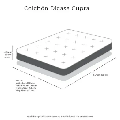 Colchón Queen Size Cupra DICASA Almohada One Sábanas Softy Protector de Colchón