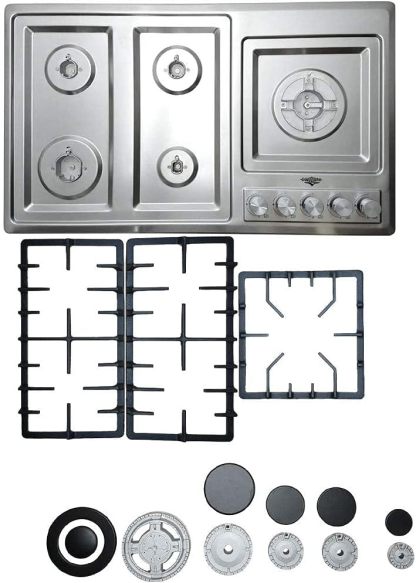 Gutstark Estufa Parrilla Acero Inoxidable A Gas 5 Quemadores Empotrable Hogar Cocina Gas Lp Gas Natural