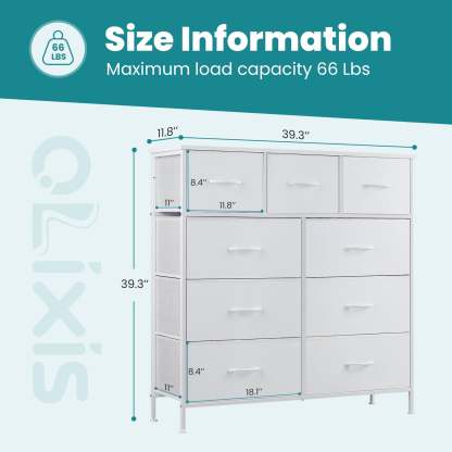 Yanming Cómoda de Tela con 9 cajones, Estructura de Acero y Tapa de Madera para Dormitorio, Armario, Entrada