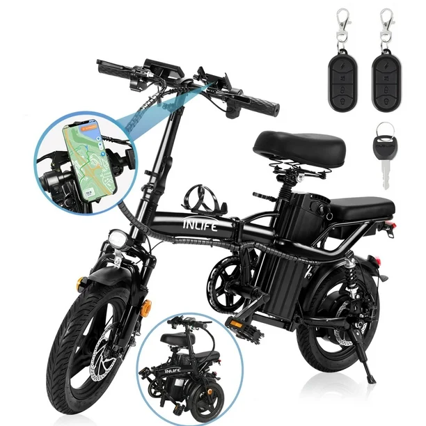 Inlife Bicicleta eléctrica plegable de 14 pulgadas para adultos