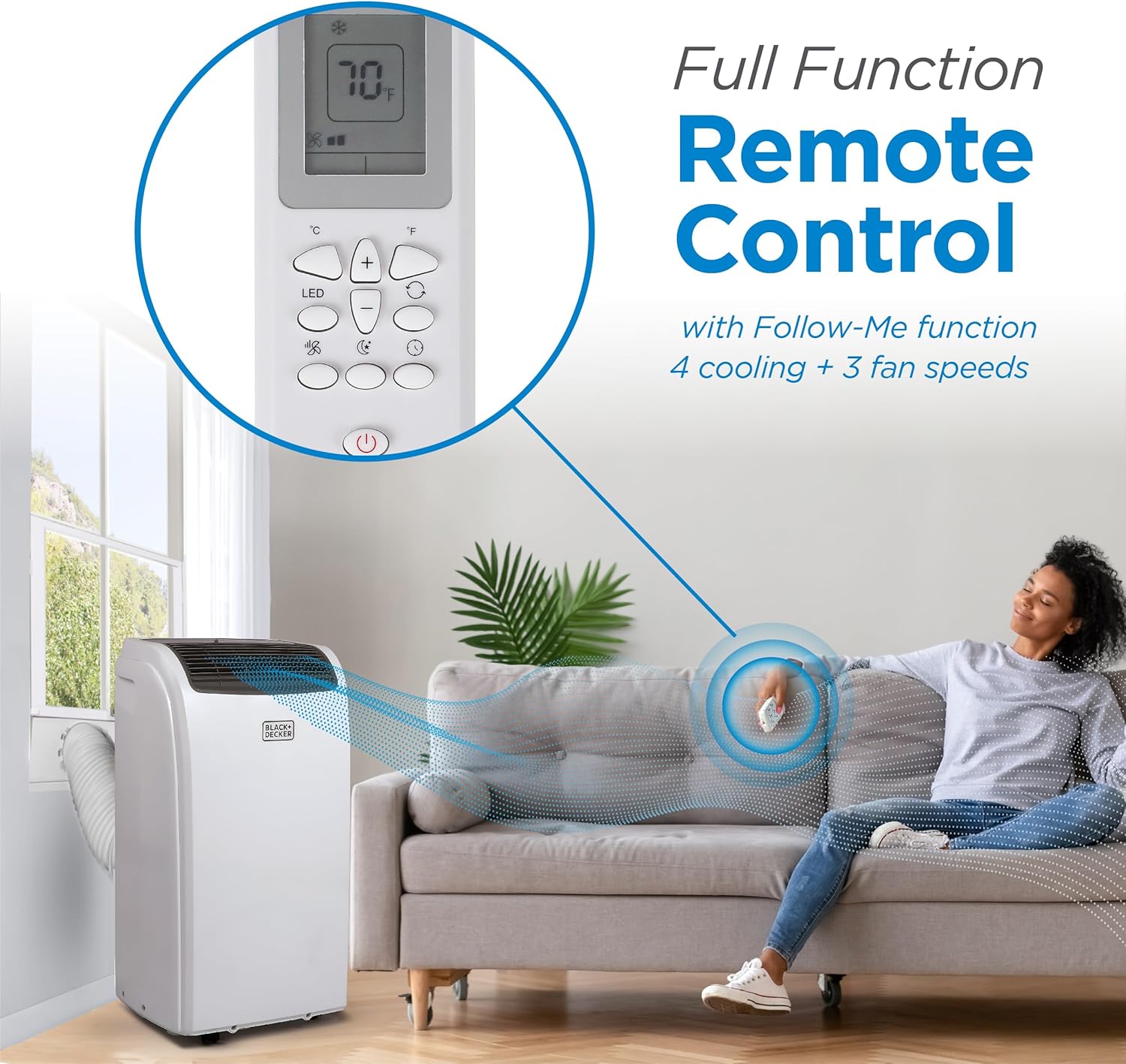 Black & Decker BTU Aire Acondicionado portátil con Mando a Distancia, Blanco, 1