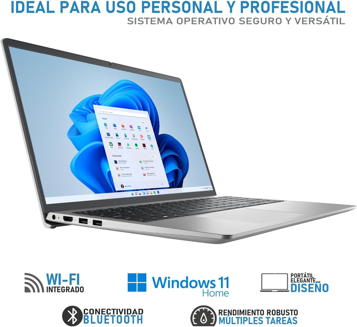 Dell Laptop Inspiron 3535 15.6" Full HD, AMD Ryzen 5 7520U 2.80GHz, 8GB, 512GB SSD, Windows 11 Home 64-bit, Español, Plata